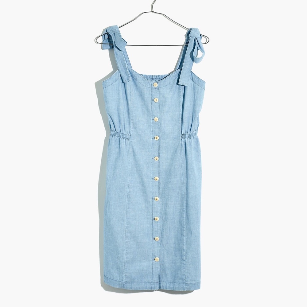 Madewell Denim Tie Strap Button Front Dress - Picture 7 of 7